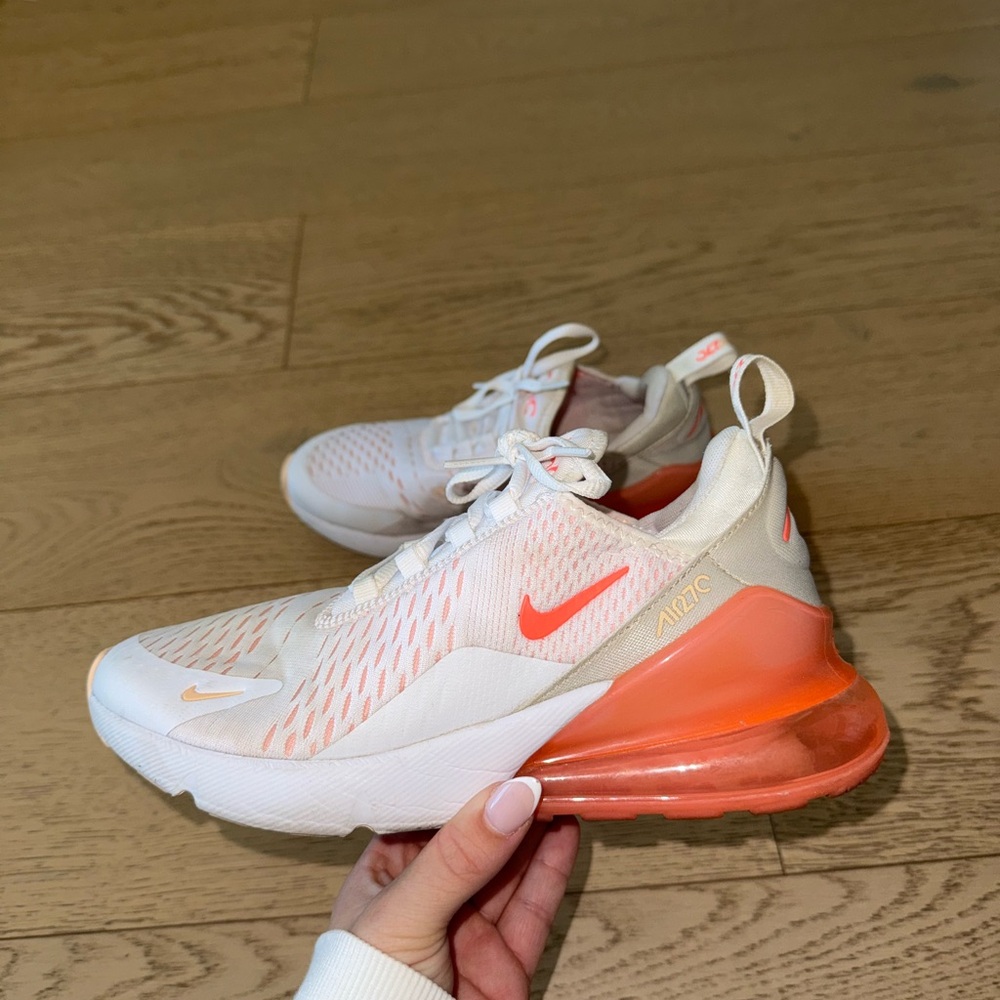 Nike Air Max 270 White and Coral/Orange Sneakers - Women’s Size 7